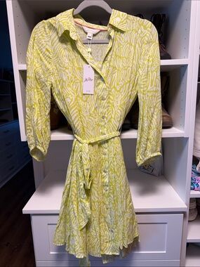 Lilly Pulitzer Melony Shirtdress Jardin Green Zee Bebe Dress Yellow